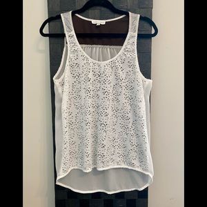 Jealous Tomato White Sheer Back Silver Accent Top